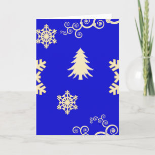 Cartes Pour Fêtes Annuelles Noël bleu avec des flocons de neige à la crème