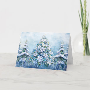 Cartes Pour Fêtes Annuelles Noël bleu moderne Fancy Joyeux Noël Script