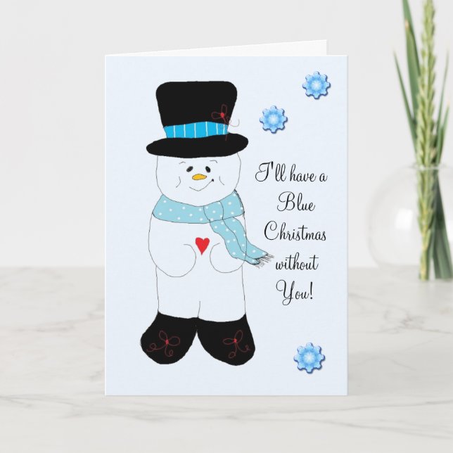 Cartes Pour Fêtes Annuelles Noël bleu neige (Devant)
