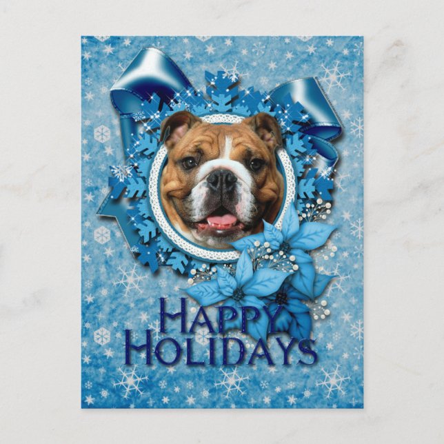 Cartes Pour Fêtes Annuelles Noël - Blue Snowflakes - Bulldog (Devant)