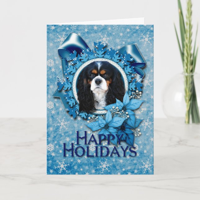 Cartes Pour Fêtes Annuelles Noël - Blue Snowflakes - Cavaliers (Devant)
