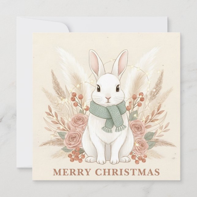 Cartes Pour Fêtes Annuelles Noël Boho Bunny (Devant)
