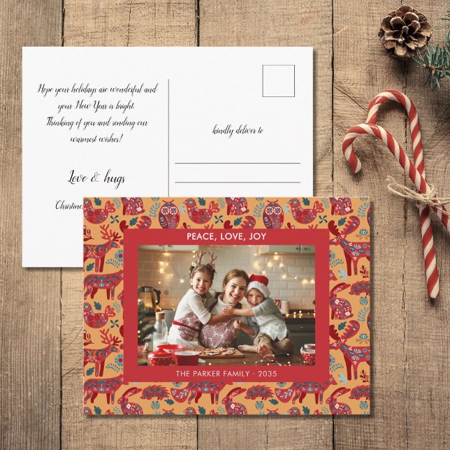 Cartes Pour Fêtes Annuelles Noël Bois Animaux Folk Art (Créateur téléchargé)