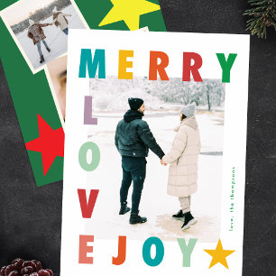 Cartes Pour Fêtes Annuelles Noël BOLD Modern MERRY LOVE JOY multi photo