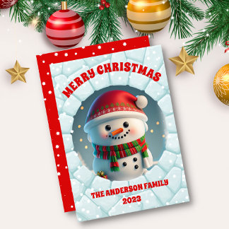 Cartes Pour Fêtes Annuelles Noël bonhomme de neige 3D