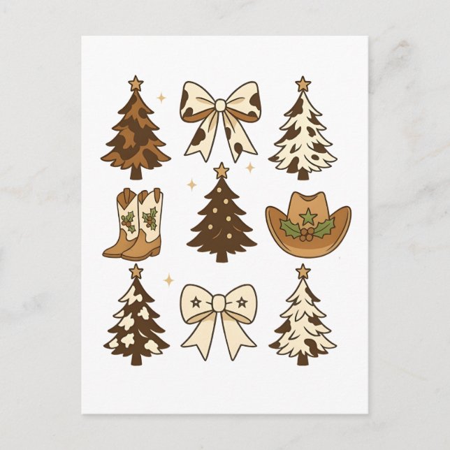 Cartes Pour Fêtes Annuelles Noël Boot Cowboy Père Noël Occidentale Noël (Devant)