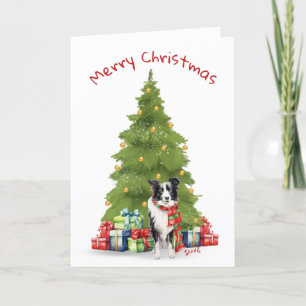 Cartes Pour Fêtes Annuelles Noël Bordure Collie Avec Cadeaux