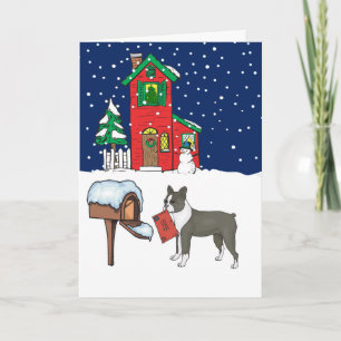 Cartes Pour Fêtes Annuelles Noël Boston Terrier