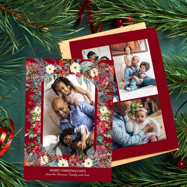 Cartes Pour Fêtes Annuelles Noël botanique rustique multicolore (Créateur téléchargé)