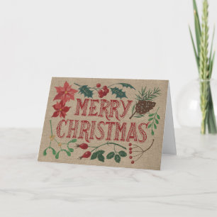 Cartes Pour Fêtes Annuelles Noël botanique traditionnel