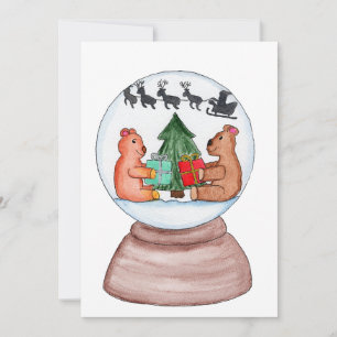 Cartes Pour Fêtes Annuelles Noël - Boule à neige avec ours