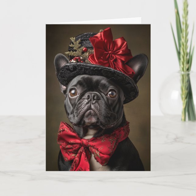 Cartes Pour Fêtes Annuelles Noël Bouledogue Français Victorien (Devant)