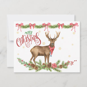 Cartes Pour Fêtes Annuelles Noël Buck Reindeer Avec Holiday Greens