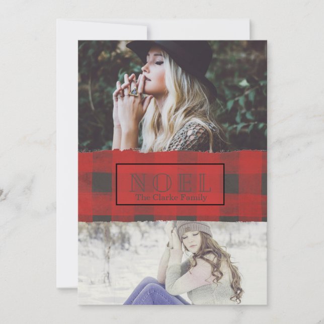 Cartes Pour Fêtes Annuelles Noel Buffalo vérifie deux photos (Devant)