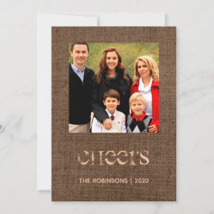 Cartes Pour Fêtes Annuelles Noël Burlap Antler Motif Photo de famille