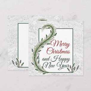 Cartes Pour Fêtes Annuelles Noël - Cadre avec vigne en fleurs 1 + texte