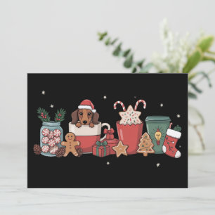 Cartes Pour Fêtes Annuelles Noël Cafè Dachshund Xmas Boulanger Pain d'épice