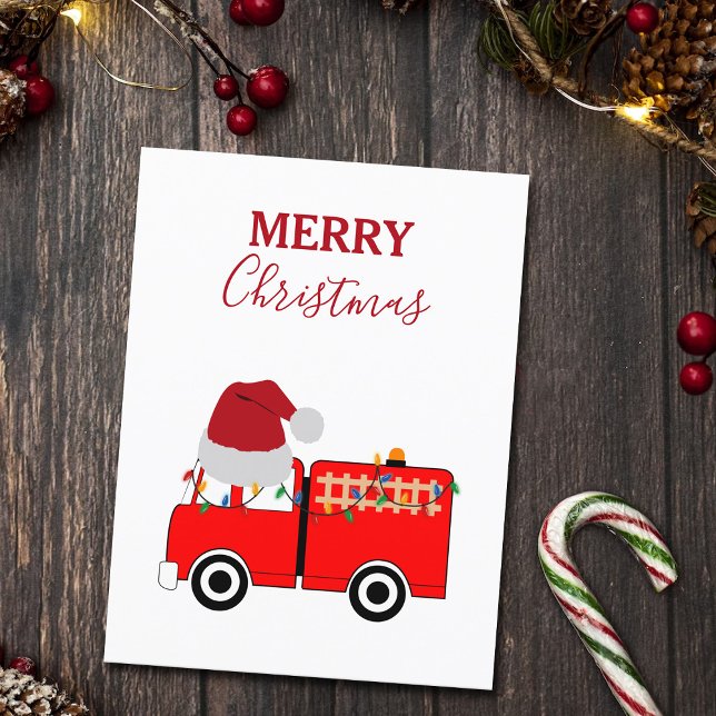 Cartes Pour Fêtes Annuelles Noël Camion de feu rouge Noël (Créateur téléchargé)
