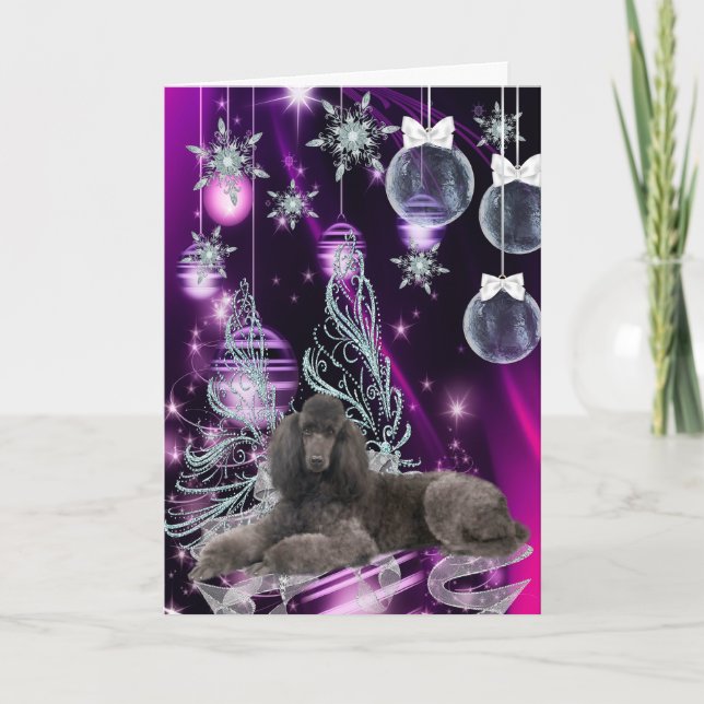 Cartes Pour Fêtes Annuelles Noël Caniche (Devant)