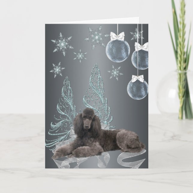 Cartes Pour Fêtes Annuelles Noël Caniche (Devant)