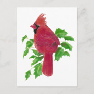 Cartes Pour Fêtes Annuelles Noël Cardinal Bird Nature Faune, Aquarelle