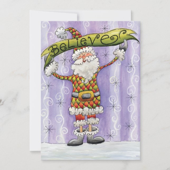 Cartes Pour Fêtes Annuelles Noël Caricature mignonne, je crois en Père Noël (Devant)