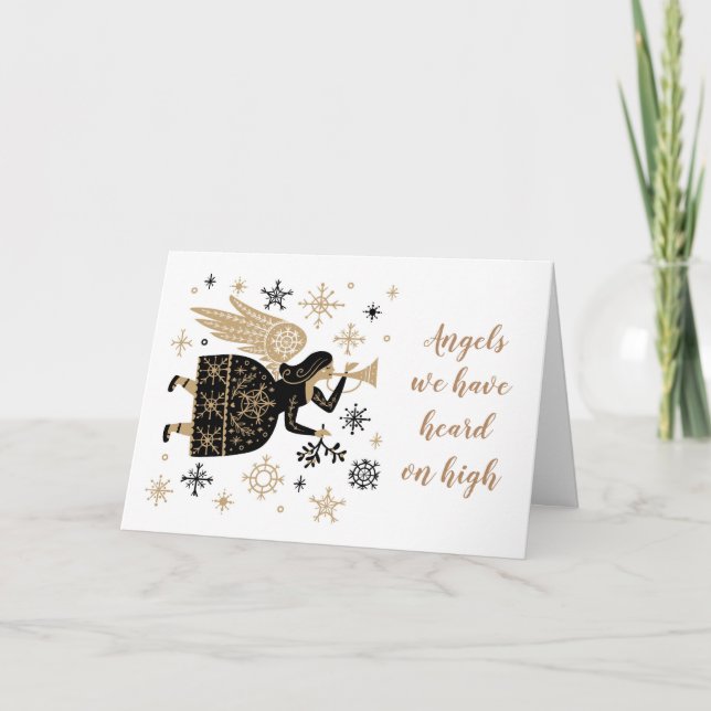 Cartes Pour Fêtes Annuelles Noël Carol Angel's nous avons entendu sur le haut  (Devant)