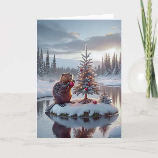 CARTES POUR FÊTES ANNUELLES NOËL CASTOR - FAUNE ET FLORE (Devant)