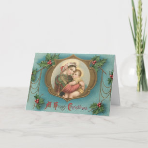 Cartes Pour Fêtes Annuelles Noël catholique religieux Vierge Marie Jésus
