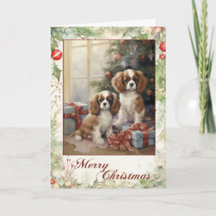 Cartes Pour Fêtes Annuelles Noël Cavalier King Charles Victorien