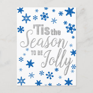 Cartes Pour Fêtes Annuelles Noël C'est la saison Snowflake Blue Silver