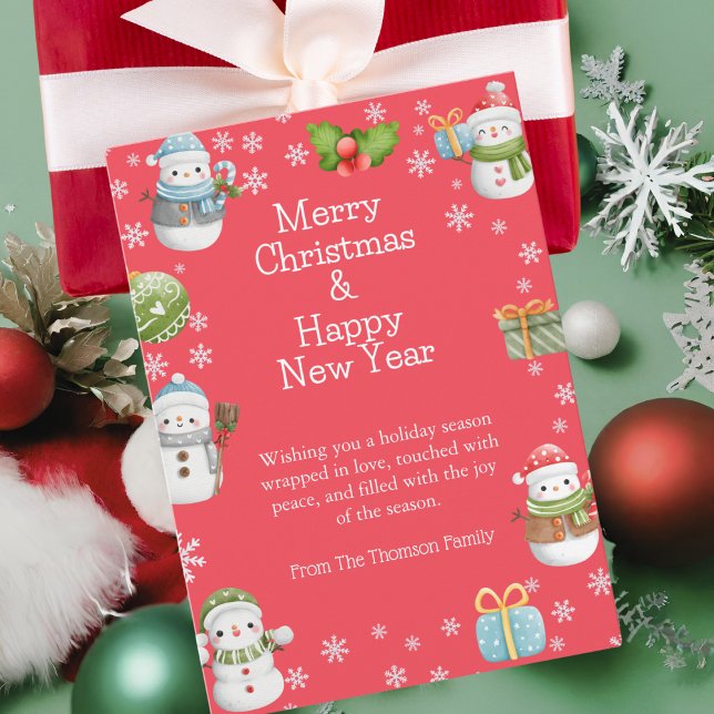 Cartes Pour Fêtes Annuelles Noël Charmant hiver Snowman (Créateur téléchargé)