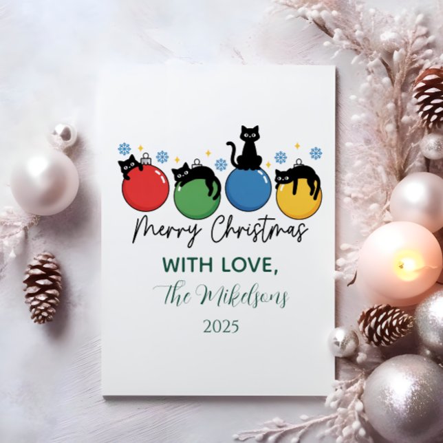 Cartes Pour Fêtes Annuelles Noël Chat Noir (Créateur téléchargé)