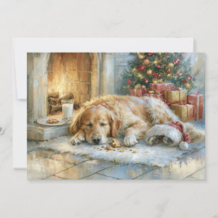 Cartes Pour Fêtes Annuelles Noël Cheminée Golden Retriever