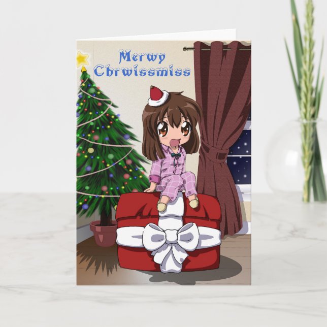 Cartes Pour Fêtes Annuelles Noël Chibi Anime (Devant)