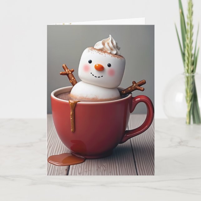 Cartes Pour Fêtes Annuelles Noël Chocolat Chaud Snowman (Devant)