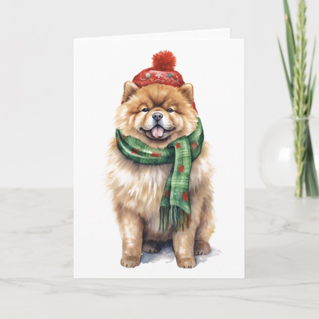Cartes Pour Fêtes Annuelles Noël Chow Chow, Chien de vacances BLANK (Devant)