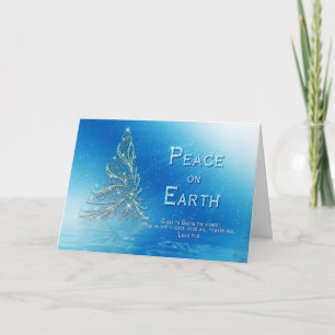 CARTES POUR FÊTES ANNUELLES NOËL CHRÉTIEN ACCUEILLIR - BLEU - ARBRE - VERSE