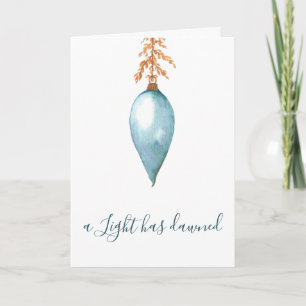 Cartes Pour Fêtes Annuelles Noël chrétien aquarelle bleue peinte à la main