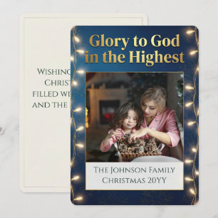 Cartes Pour Fêtes Annuelles Noël chrétien Gloire à Dieu Une Photo Or