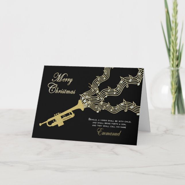 CARTES POUR FÊTES ANNUELLES NOËL - CHRÉTIEN - TRUMPET - MUSIQUE (Devant)
