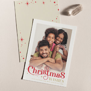 Cartes Pour Fêtes Annuelles NOËL CITE PHOTO stylisée typographie rouge