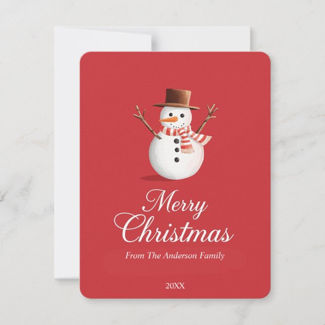 Cartes Pour Fêtes Annuelles Noël classique Red Snowman (Devant)