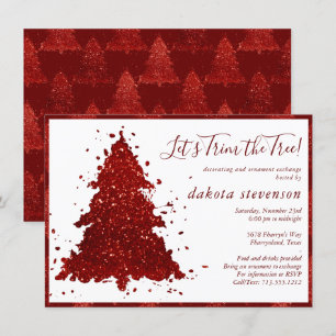 Cartes Pour Fêtes Annuelles Noël classique Rich Crimson Tree Trim Party