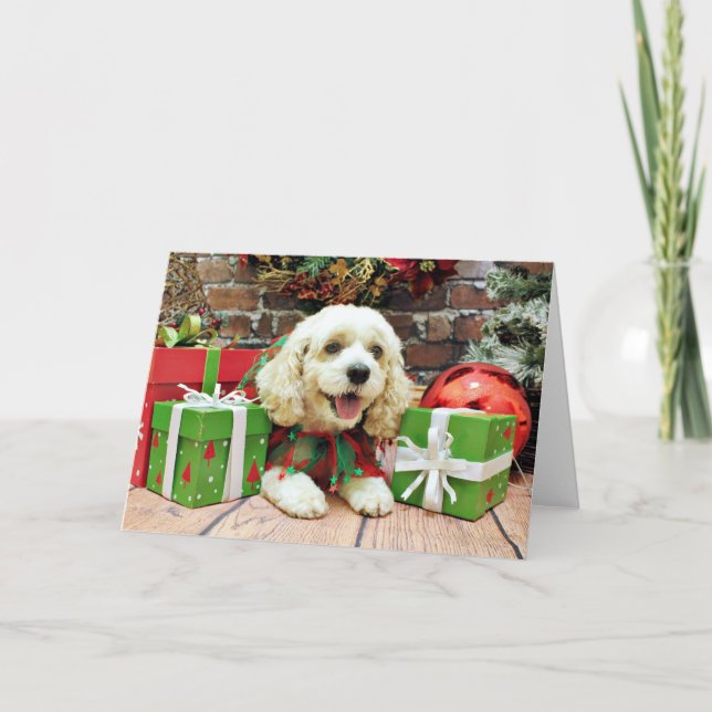 Cartes Pour Fêtes Annuelles Noël - Cockapoo - Clancy (Devant)