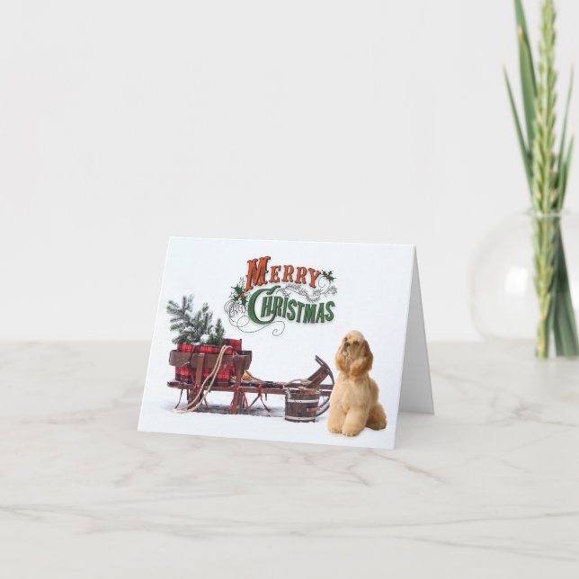 Cartes Pour Fêtes Annuelles Noël Cocker Spaniel Rustique (Devant)