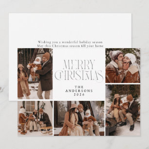 Cartes Pour Fêtes Annuelles Noël Collage Multi Photo Minimaliste Élégant