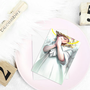 Cartes Pour Fêtes Annuelles Noël commence avec le Christ Ange priant