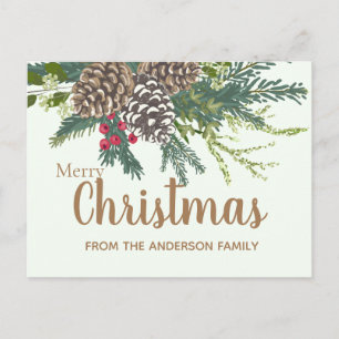 Cartes Pour Fêtes Annuelles Noël cônes de pin et verdure