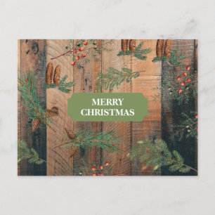 Cartes Pour Fêtes Annuelles Noël Conifères Rustiques Pine Wood Joyeux